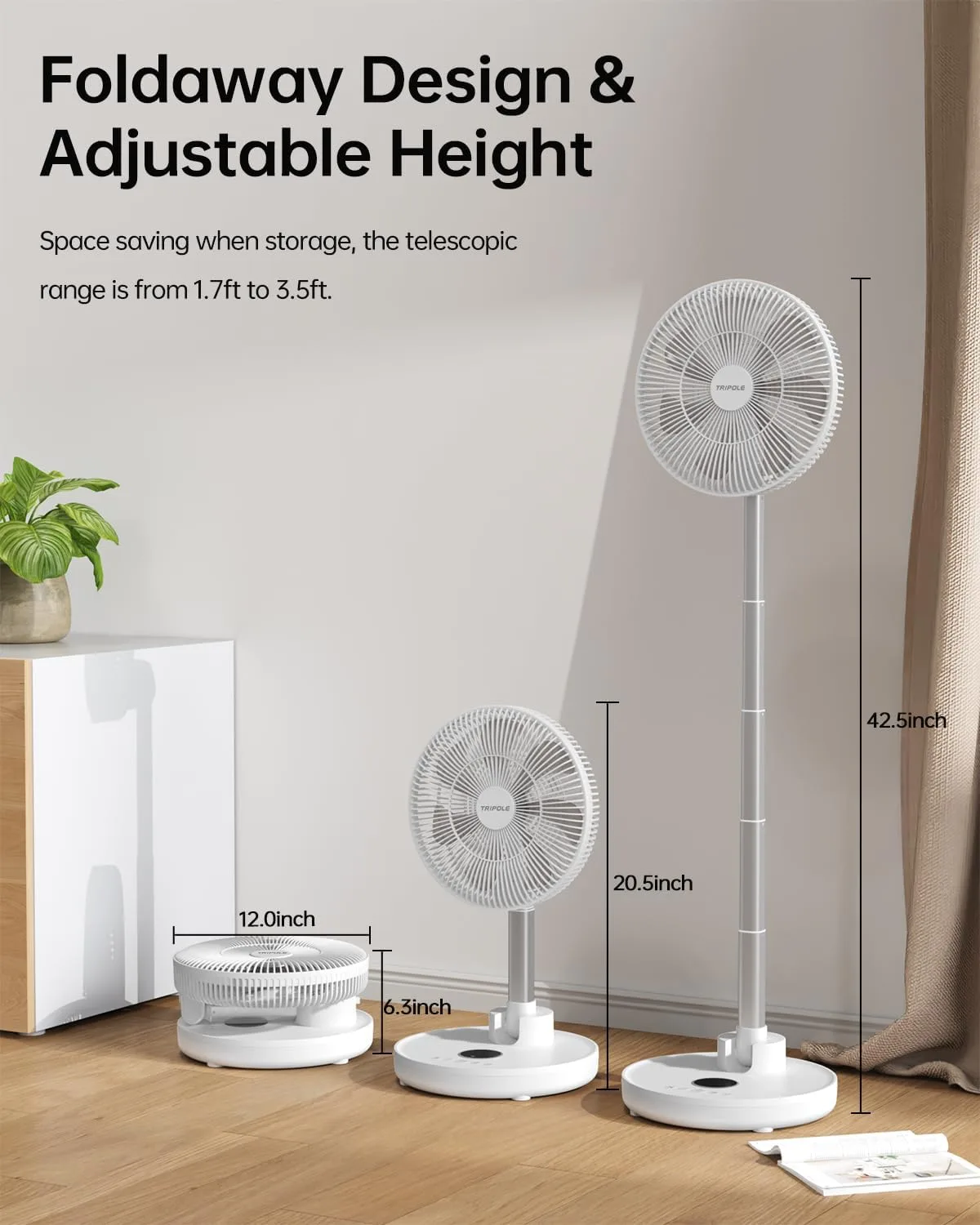 TriPole Standing Oscillating Pedestal Fan - Image 2
