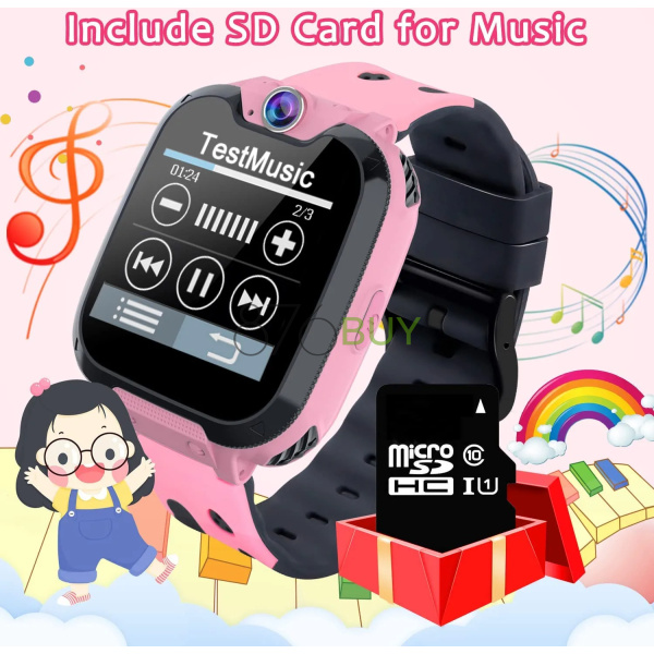 GOOWJUER HD Touch ScreenKids Smart Watch for Girls (Pink) - Image 2