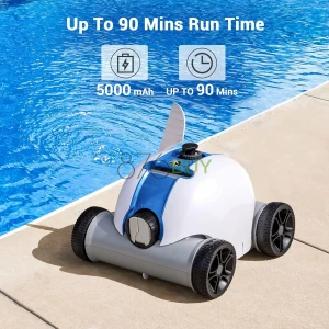 Cordless Robotic Pool Cleaner, Automatic Pool Vacuum with 60-90 Mins Working Time