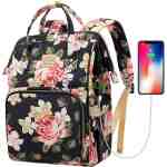 Floral Laptop Backpack with USB Charging