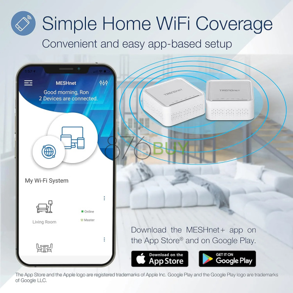 TRENDnet AC1200 WiFi EasyMesh Kit, Includes 2 x AC1200 WiFi Mesh Nodes - Image 6