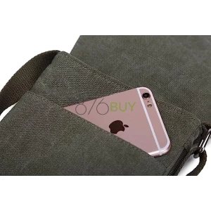 Berchirly Small Green Vintage Canvas Leather Messenger Cross-body Bag