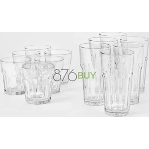 12pc Glass Tremont Tall and Short Faceted Tumbler Set