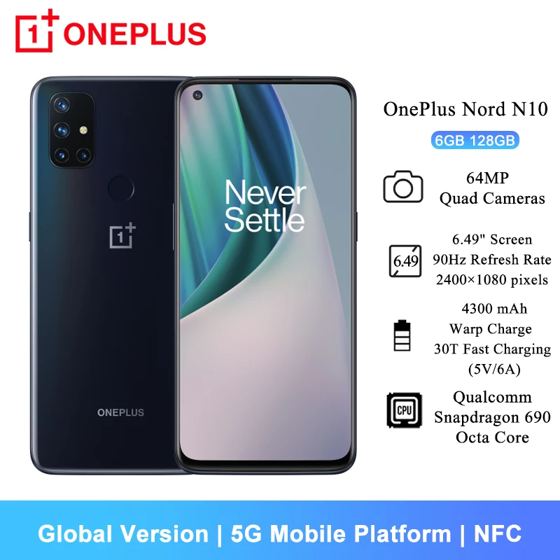 OnePlus Nord N10 5G Dual-SIM Unlocked Android Smartphone (Midnight Ice) - Image 2