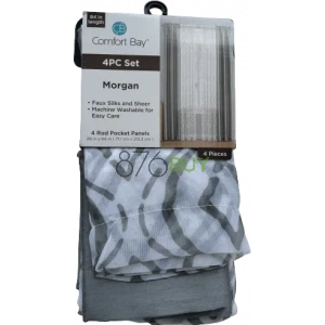 Morgan Faux Silk and Sheer Window Curtains - 4 Piece Set