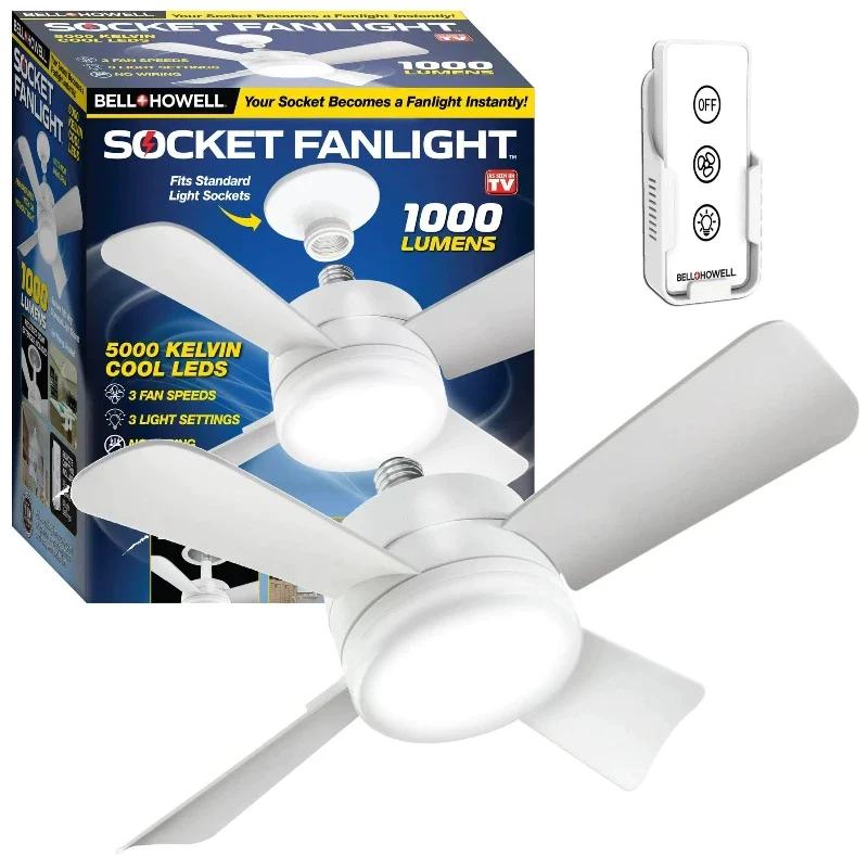 Bell+Howell 2 in 1 Socket Fan Light