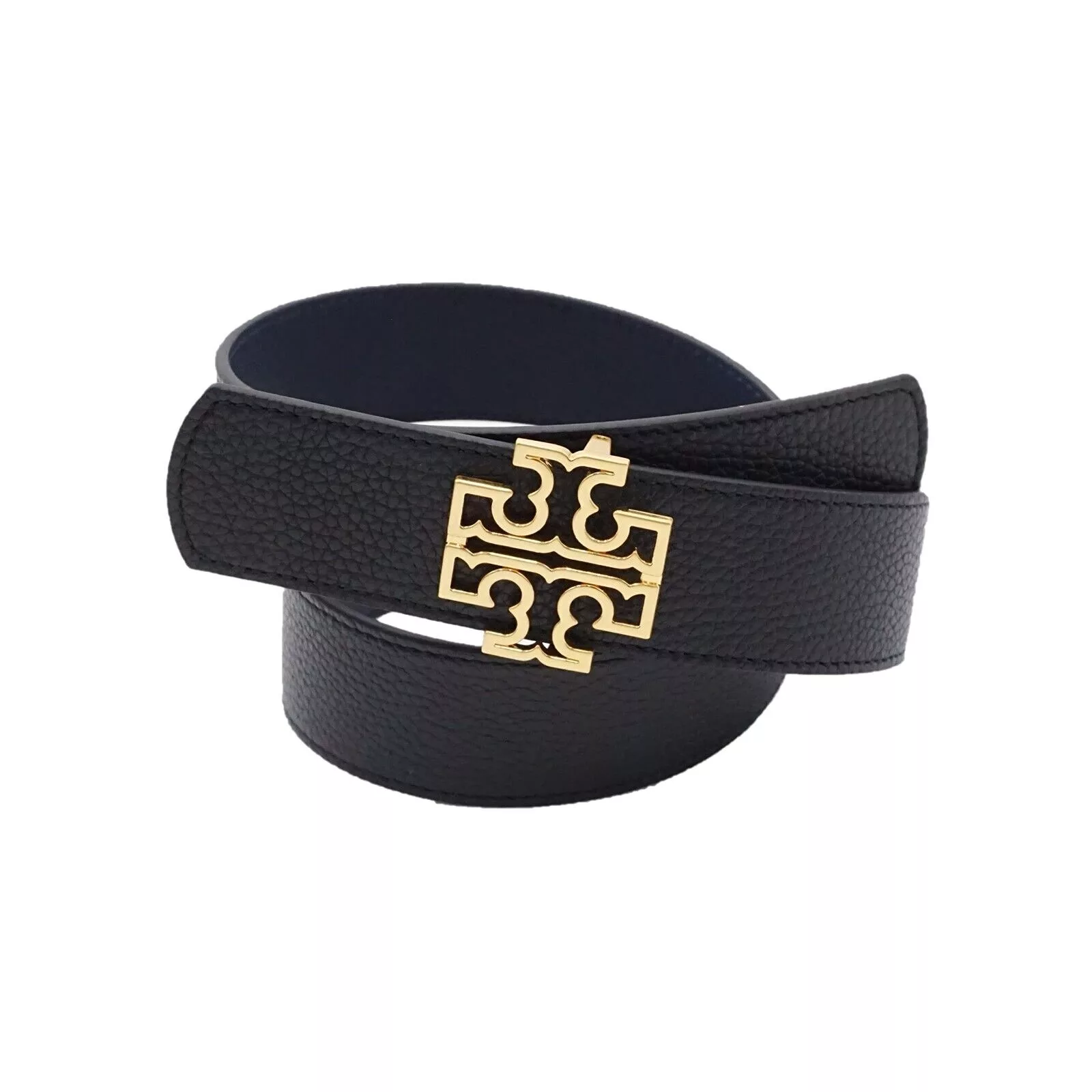 Tory Burch 84841 Black And Royal Navy With Gold Hardware Women's Reversible Brit