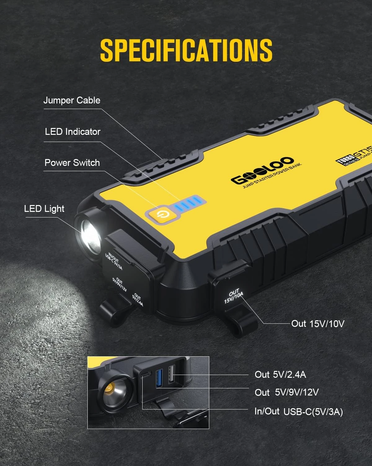 GOOLOO Car Jump Starter, 1500A - Image 7