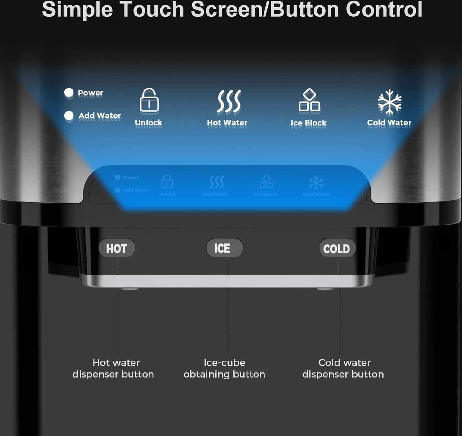 3 in 1 Portable Ice Maker with Hot/Cold Water Dispenser - Image 3