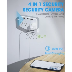 Wall Power Outlet 128GB Hidden Video Camera