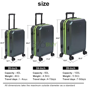Feybaul Luggage 3 Piece Hardside Suitcase Set