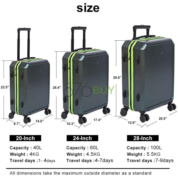 Feybaul Luggage 3 Piece Hardside Suitcase Set - Image 2