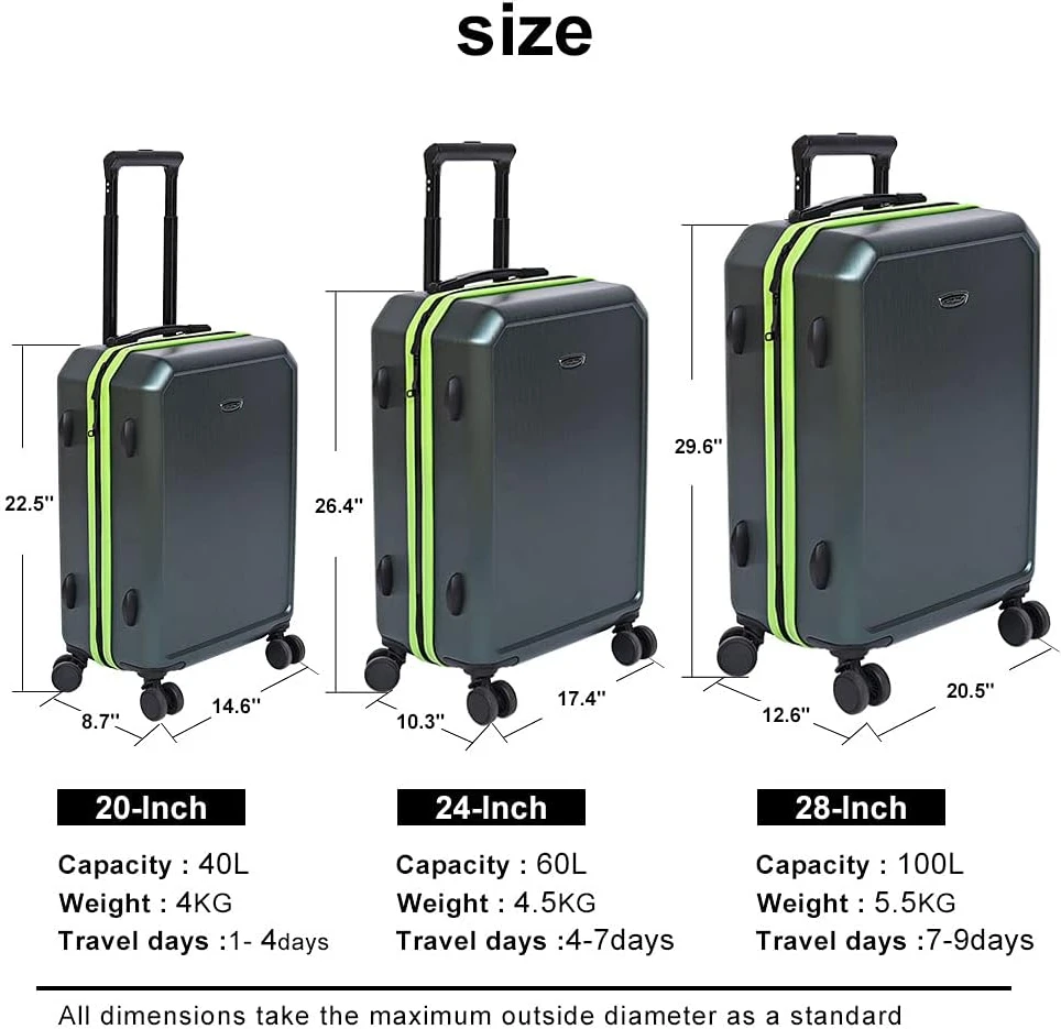 Feybaul Luggage 3 Piece Hardside Suitcase Set - Image 2