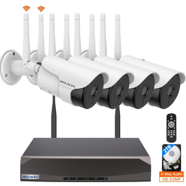 WEILAILIFE 8 Camera Outdoor Wireless Security System