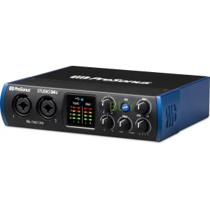 PreSonus Studio 24c Audio/MIDI Interface with Monitors, Cable and Microphone