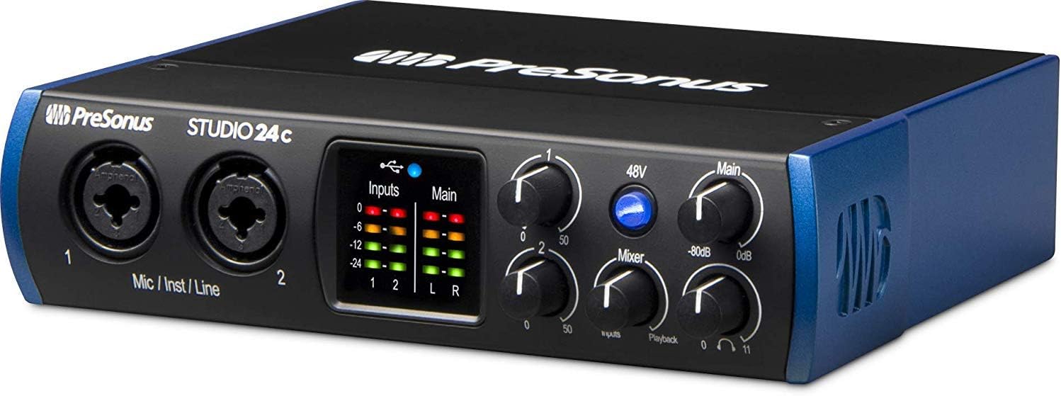 PreSonus Studio 24c Audio/MIDI Interface with Monitors, Cable and Microphone - Image 7