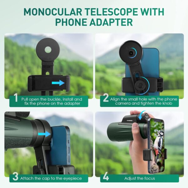 CAMMOO 12x50 High Powered, Low Light Monocular - Image 3