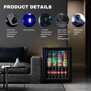 Small Mini Fridge Freestanding Refrigerator with Adjustable Shelving Glass Door