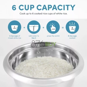 Aroma Housewares 6-Cup 1.2Qt. Select Stainless Pot-Style Rice Cooker, & Food Steamer