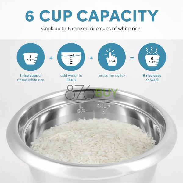 Aroma Housewares 6-Cup 1.2Qt. Select Stainless Pot-Style Rice Cooker, & Food Steamer - Image 2