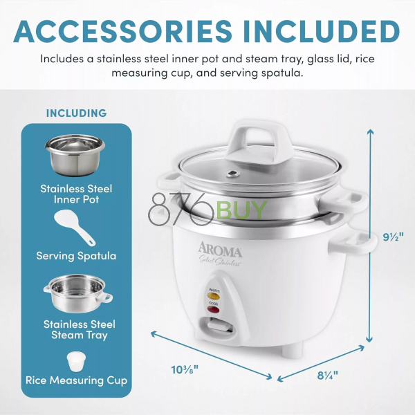 Aroma Housewares 6-Cup 1.2Qt. Select Stainless Pot-Style Rice Cooker, & Food Steamer - Image 3