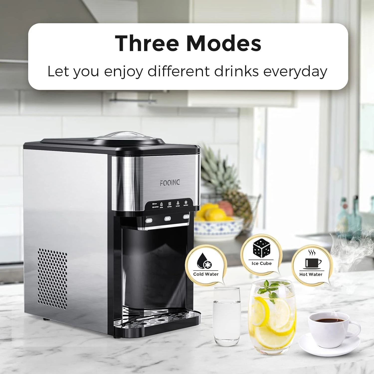 3 in 1 Portable Ice Maker with Hot/Cold Water Dispenser - Image 2