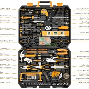 DEKOPRO 228 Piece Socket Wrench Mixed Tool Set with Plastic Toolbox Storage Case