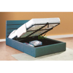 Blue Queen Storage Bed with Double Pillow Top Mattress and 6 Queen Sheet Sets