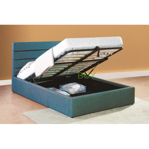Blue Queen Storage Bed with Double Pillow Top Mattress and 6 Queen Sheet Sets