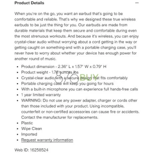 Art + Sound Bluetooth True Wireless Pro Ear Buds with Charge Case