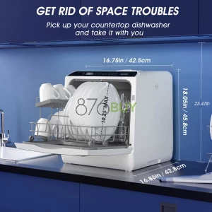 AIRMSEN Portable Countertop Dishwasher with 5-Liter Built-in Water Tank and Air-Dry Function