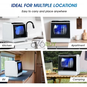 AIRMSEN Portable Countertop Dishwasher with 5-Liter Built-in Water Tank and Air-Dry Function