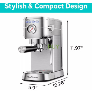 CASABREWS Compact Espresso Maker with Steam Milk Frother