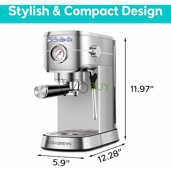 CASABREWS Compact Espresso Maker with Steam Milk Frother - Image 8