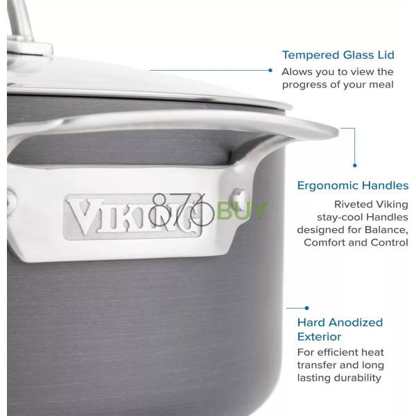 Viking Non Stick 8 Quart Hard Anodized Stock Pot - Image 4