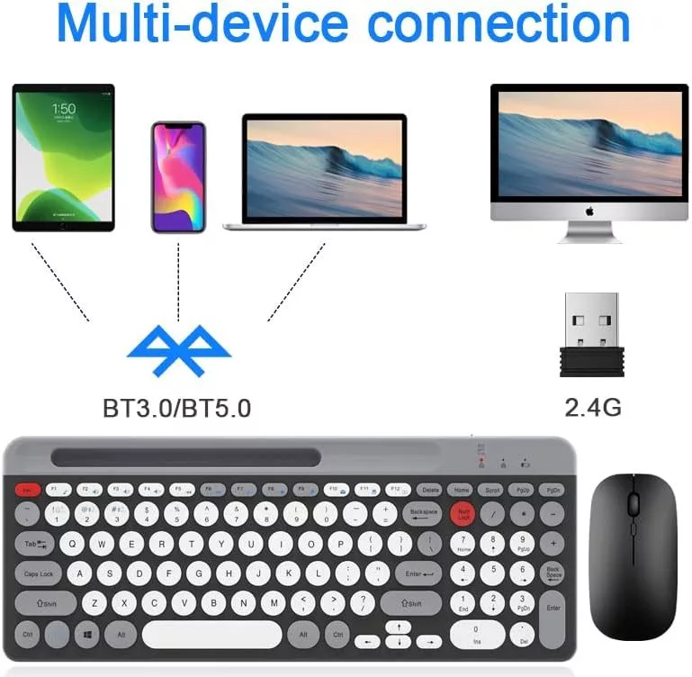 LORERAN 2.4G/Bluetooth Wireless Keyboard and Mouse Combo - Image 6