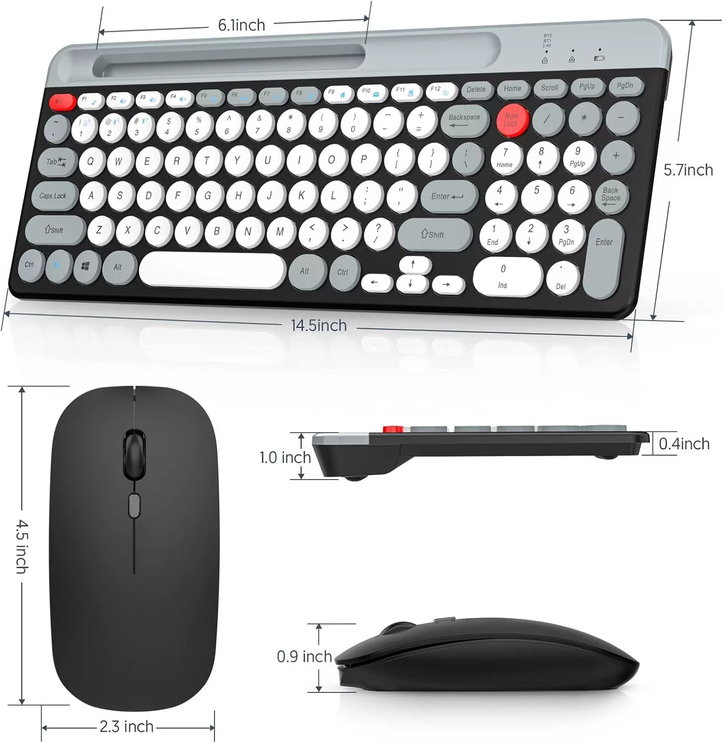 LORERAN 2.4G/Bluetooth Wireless Keyboard and Mouse Combo - Image 3