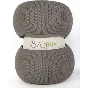 Keter Urban Knit Pouf Ottoman Set of 2 with Storage Table