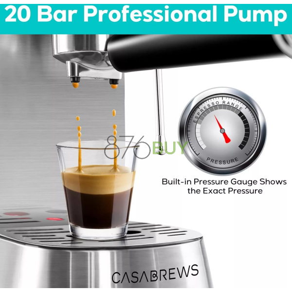 CASABREWS Compact Espresso Maker with Steam Milk Frother - Image 7