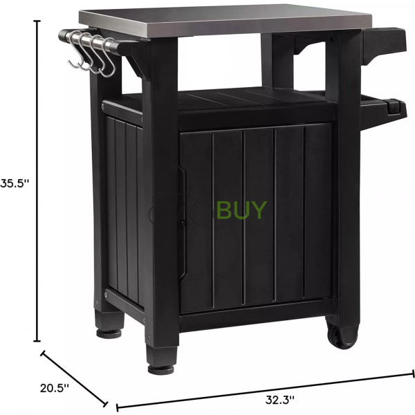 Keter Outdoor BBQ Grill Prep & Serving Cart - Image 2