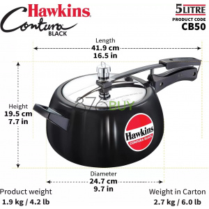 Hawkins CB50 Hard Anodised Pressure Cooker, 5-Liter