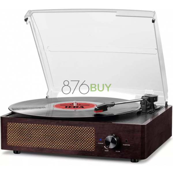 Vintage Bluetooth 3-Speed Turntable with Stereo Speakers (Brown)