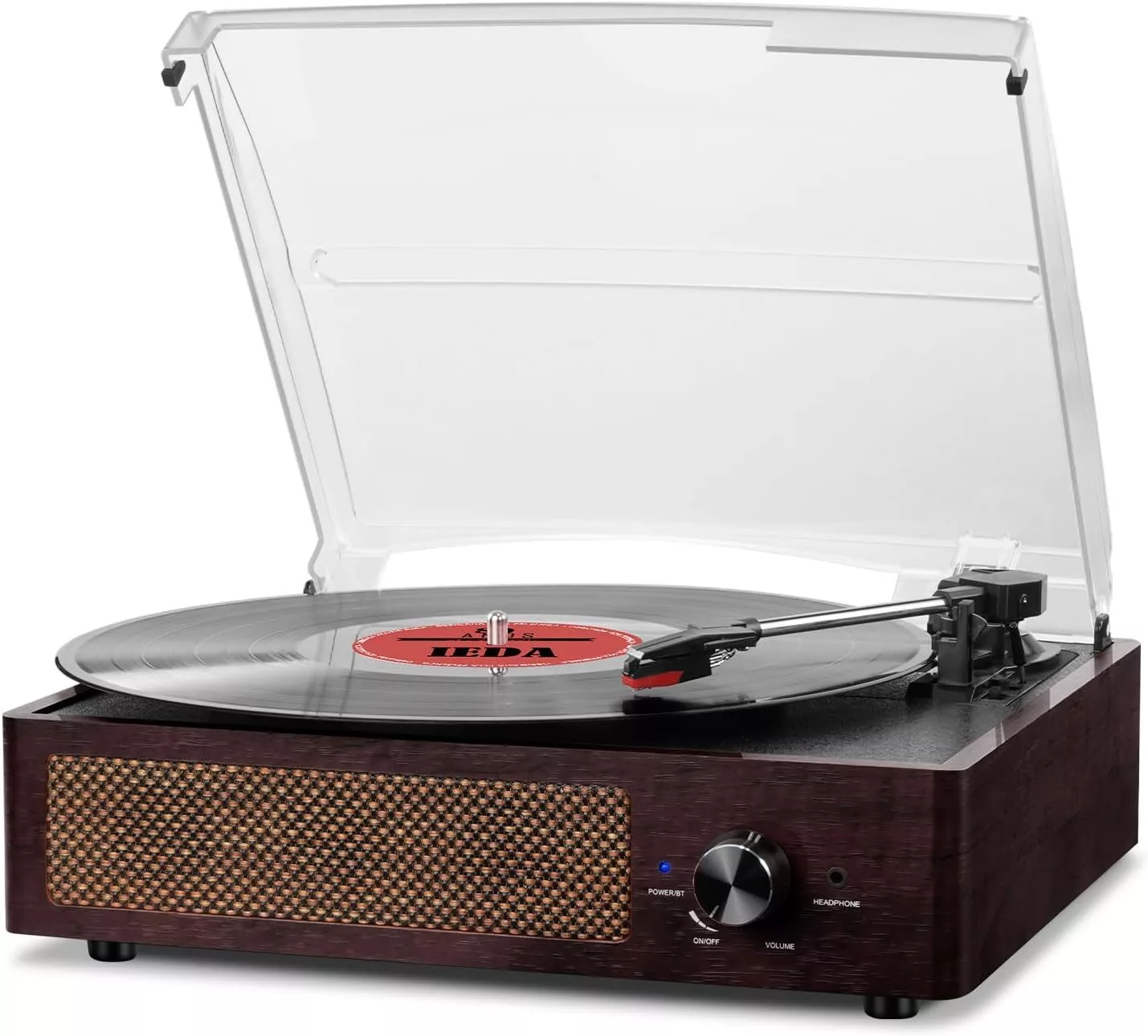 Vintage Bluetooth 3-Speed Turntable with Stereo Speakers (Brown)