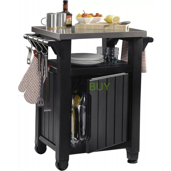 Keter Outdoor BBQ Grill Prep & Serving Cart - Image 4