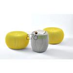 Keter Urban Knit Pouf Ottoman Set of 2 with Storage Table