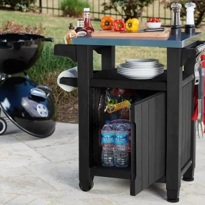 Keter Outdoor BBQ Grill Prep & Serving Cart