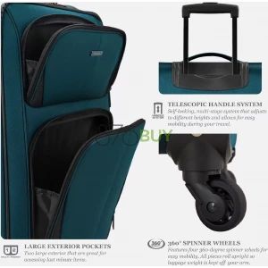 U.S. Traveler Aviron Bay Expandable Softside Luggage with Spinner Wheels, Navy, Carry-on 22-Inch