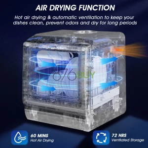 AIRMSEN Portable Countertop Dishwasher with 5-Liter Built-in Water Tank and Air-Dry Function
