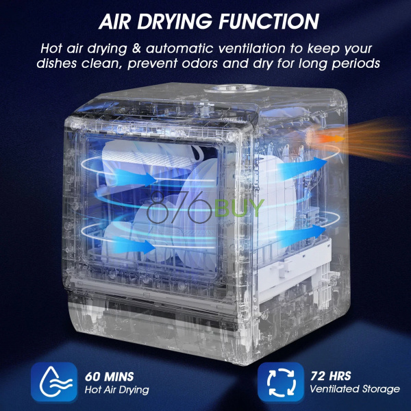 AIRMSEN Portable Countertop Dishwasher with 5-Liter Built-in Water Tank and Air-Dry Function - Image 4