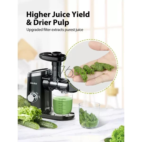 Aeitto Cold Press Juicer, Quiet Masticating Juicer with Triple Modes - Black - Image 6